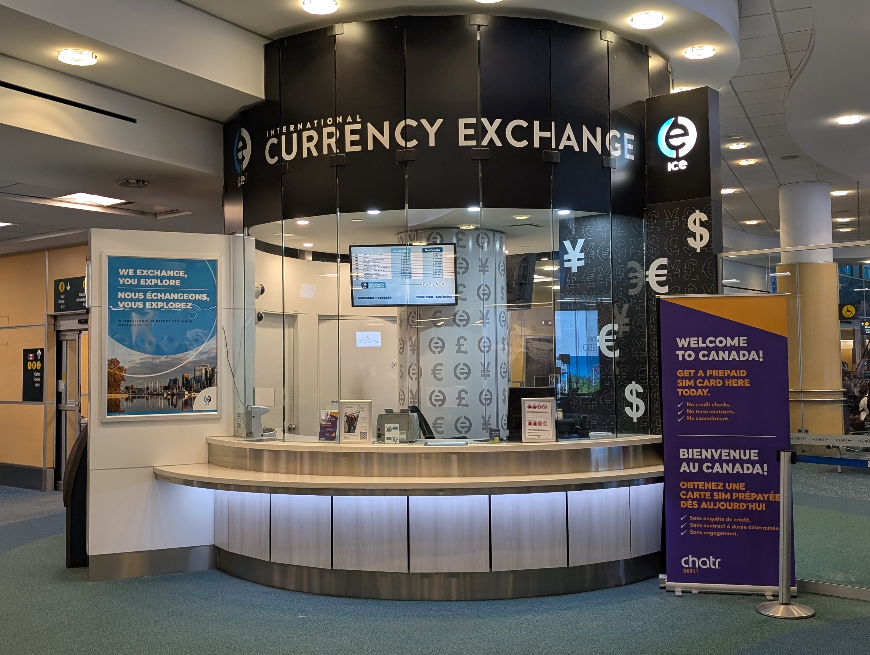 ICE Currency Exchange at Vancouver International Airport YVR international arrivals terminal